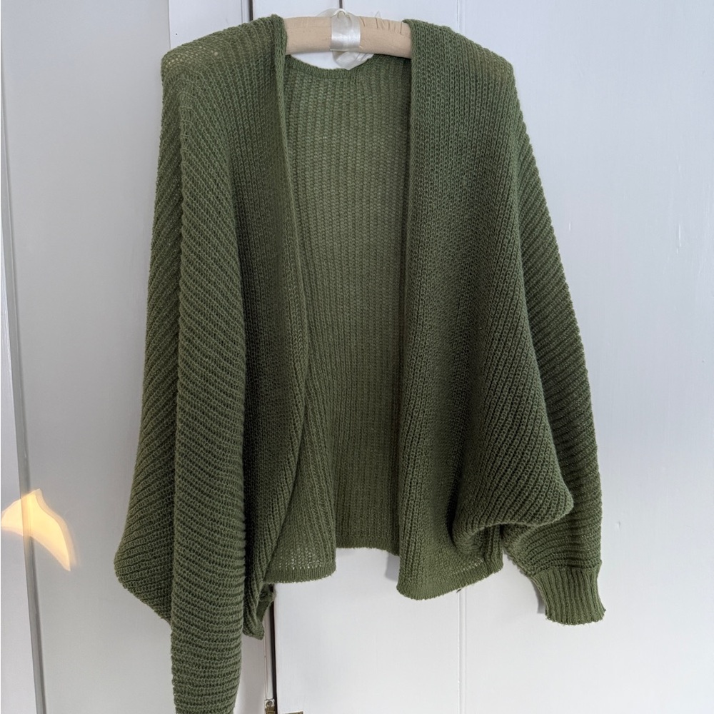 SHEIN Green Soft Batwing Cardigan